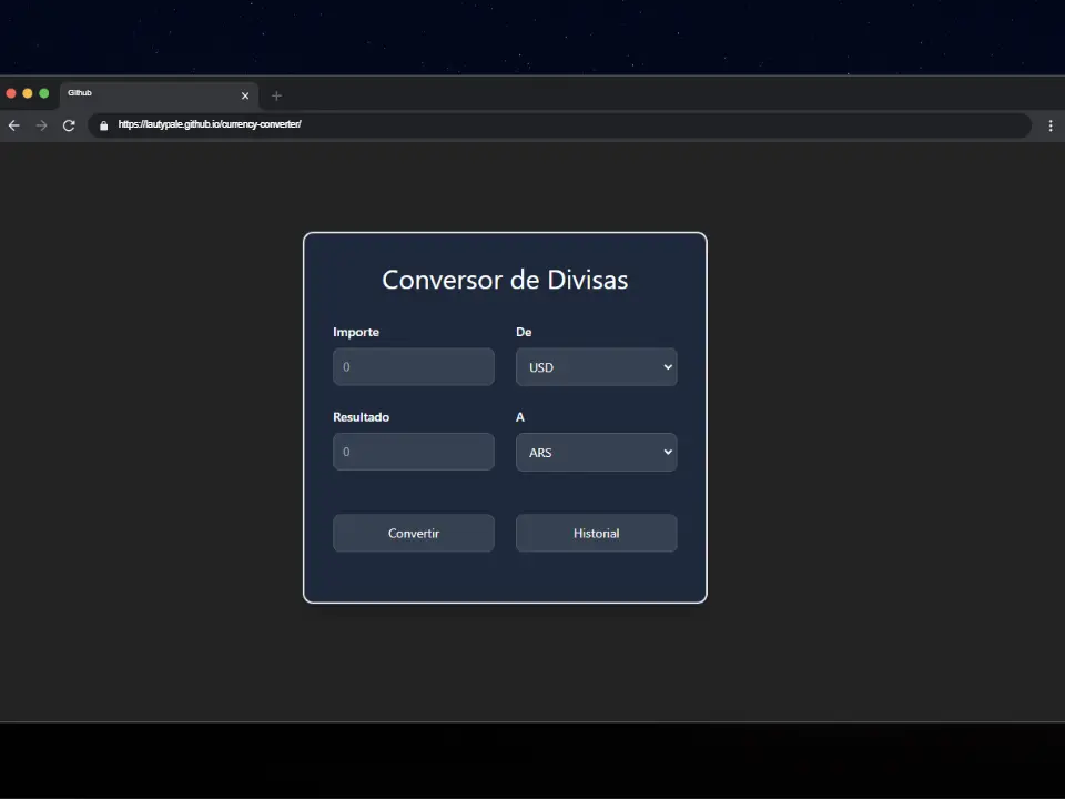 screenshot of project Currency Converter 